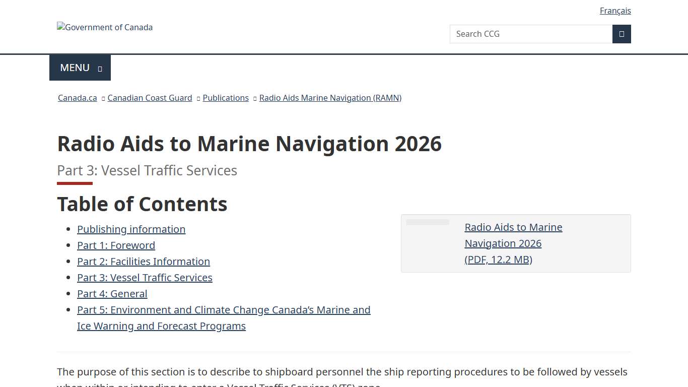 Radio Aids to Marine Navigation 2026 Part 3: Vessel Traffic Services